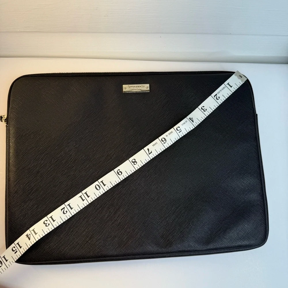 Kate Spade Black Laptop Sleeve 13” MacBook Case Gold Plaque Zip